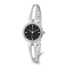 Image of Ladies Charles Hubert Chrome-finish Brass Black Dial Watch