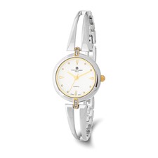 Image of Ladies Charles Hubert Two-Tone Brass White Dial Watch
