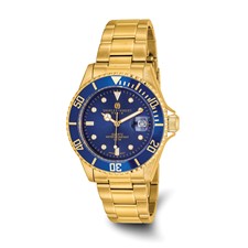 Image of Charles Hubert Gold-plated Stainless Steel Blue Dial Watch