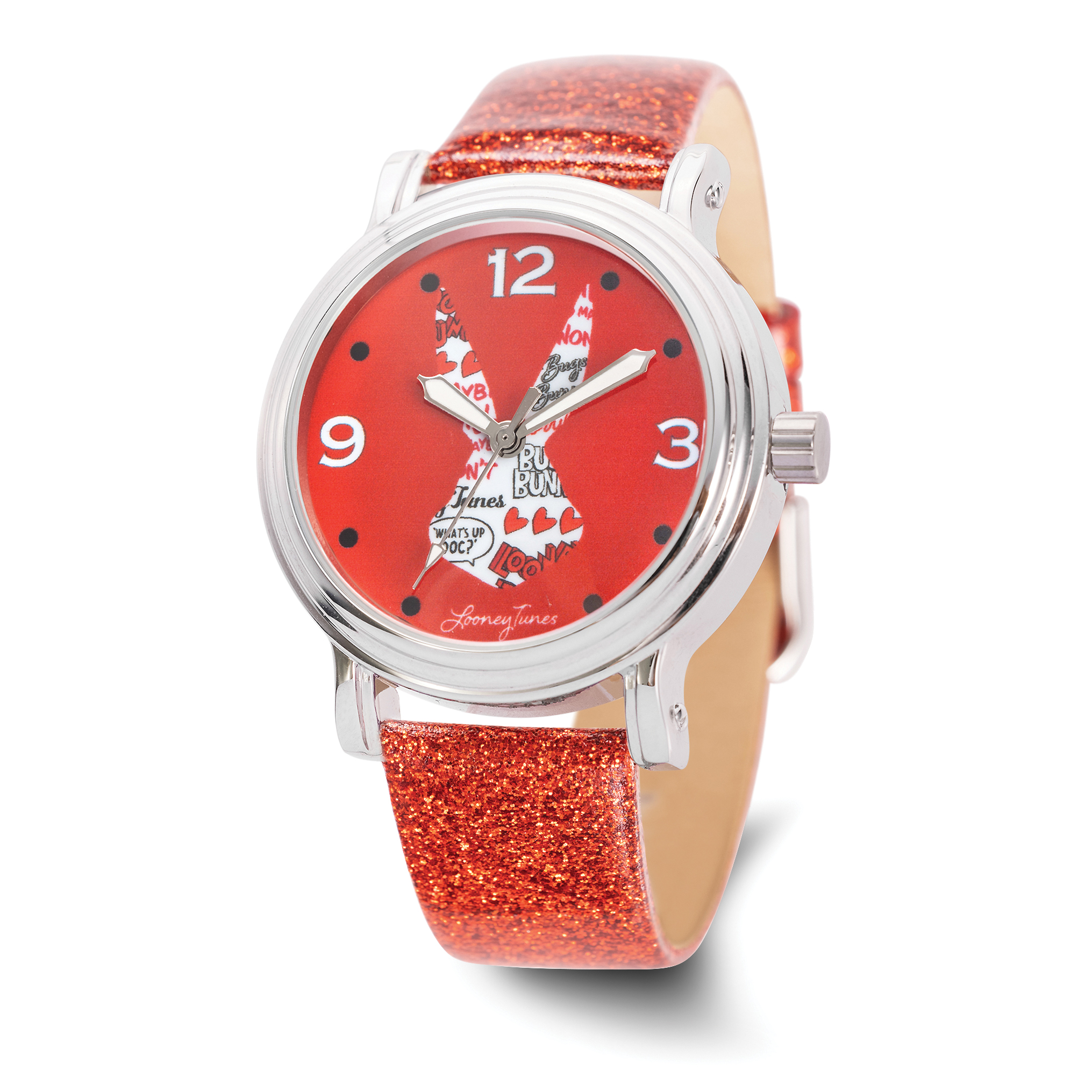 時計 R.Bonny Warner Brothers Adult Size Bugs Bunny Red Glitter Band Watch