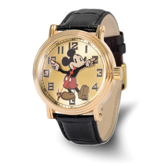 Mickey Mouse Gold Watch with Black Strap Citizen Eco Drive Disney Mickey Mouse Gold Tone Stainless  main image 2