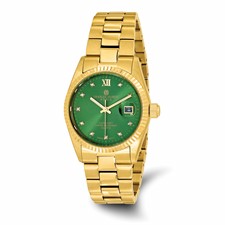 Image of Charles-Hubert Yellow IP-plated Stainless Steel Quartz Green Dial Watch