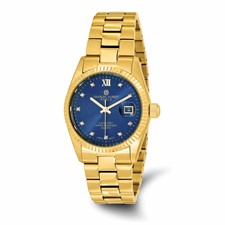 Image of Charles-Hubert Yellow IP-plated Stainless Steel Quartz Blue Dial with Date Watch
