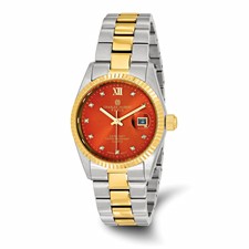 Image of Charles-Hubert Two-Tone Yellow IP-plated Stainless Steel Quartz Red Dial with Dial Watch