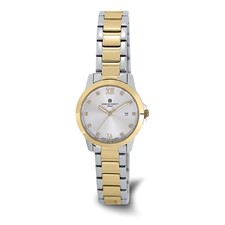 Image of Charles-Hubert Two-Tone Yellow IP-plated Stainless Steel Quartz Silver-tone Dial with Date Watch