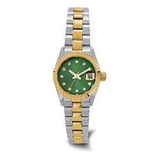 Image of Charles-Hubert Two-Tone Yellow IP-plated Stainless Steel Quartz Green Dial Watch