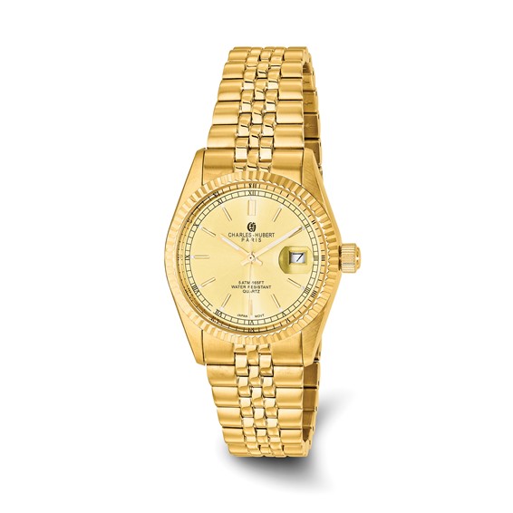 Mens Charles Hubert IP-plated Gold-tone Dial Watch - Quality Gold