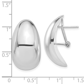 14k White Gold Polished Omega Back Post Earrings — alternate view