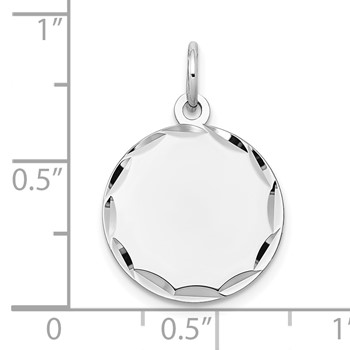14k White Gold Etched Edge .009 Gauge Engraveable Round 16mm Disc Charm — alternate view