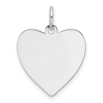 14k White Gold Plain .035 Gauge Engravable Heart 17.16.5mm Disc Charm
