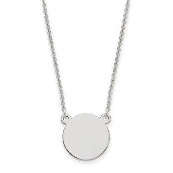 14k White Gold .027 Gauge Circular Engravable Disc 18"" Necklace