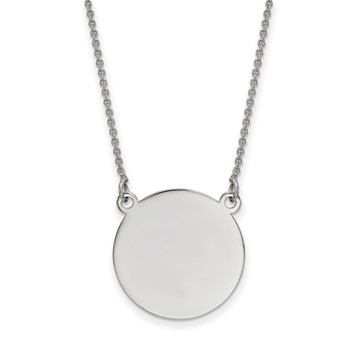 14k White Gold .027 Gauge Circular Engravable Disc 18"" Necklace