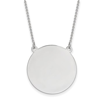 14k White Gold .018 Gauge Circular Engravable Disc 18"" Necklace