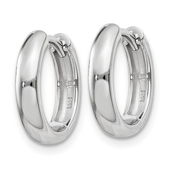 14k White Gold Round Hinged Hoop Earrings — alternate view