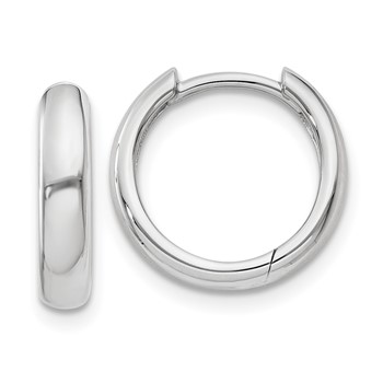 14k White Gold Round Hinged Hoop Earrings