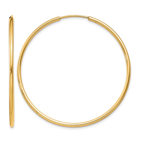 10k 1.5mm Polished Round Endless Hoop Earrings