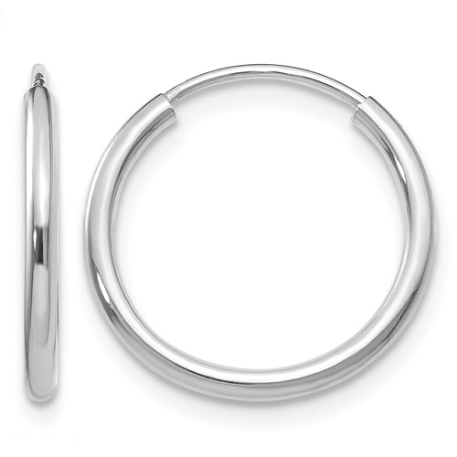 10k White Gold 1.5mm Polished Endless Hoop Earrings