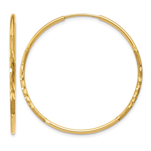 10k 1.25mm Diamond-cut Endless Hoop Earring