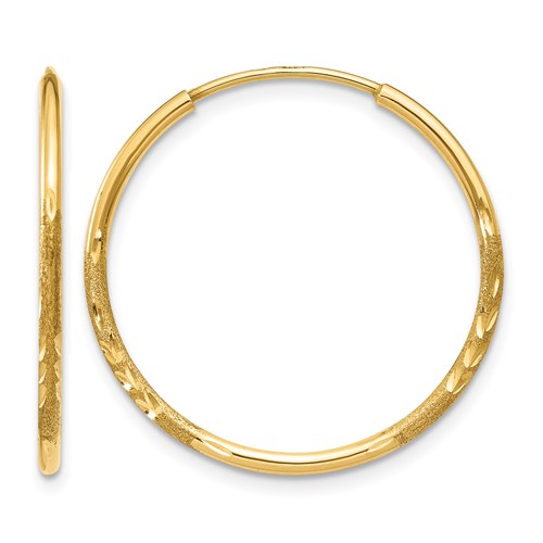 10k 1.25mm Diamond-cut Endless Hoop Earring