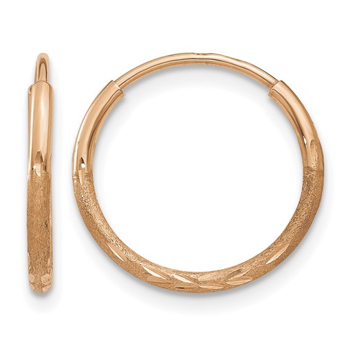 14k Rose Gold 1.20mm Diamond-cut Endless Hoop Earring
