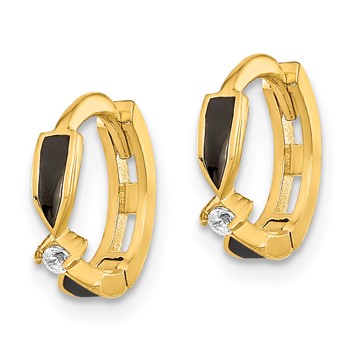 14K Polished Black Onyx Hoop Earrings — alternate view