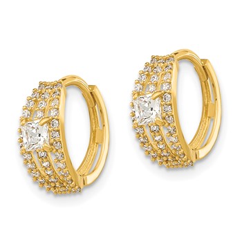 14K Polished Fancy CZ Hoop Earrings — alternate view