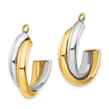 14k Two-tone Polished Double J-Hoop Earring Jackets — alternate view