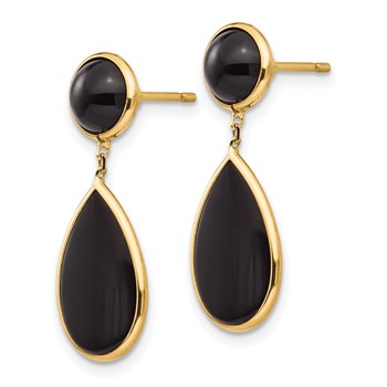 14k Black Onyx Teardrop Dangle Post Earrings — alternate view