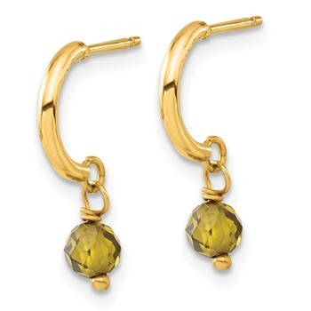 14k Green CZ Dangle Half Hoop Earrings — alternate view