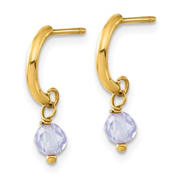 14k Purple CZ Dangle Half Hoop Earrings — alternate view
