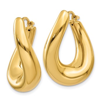 14k Twisted Oval Hoop Earrings — alternate view
