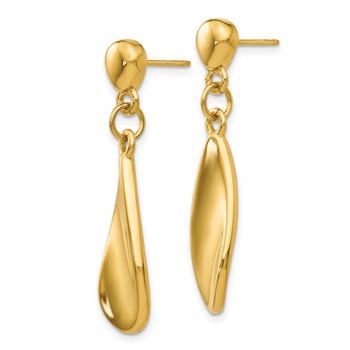 14k Curved Teardrop Dangle Post Earrings — alternate view