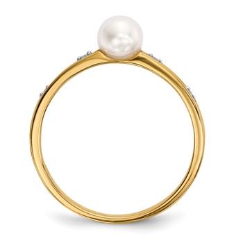 14k White Freshwater Cultured Pearl and Diamond Ring — alternate view