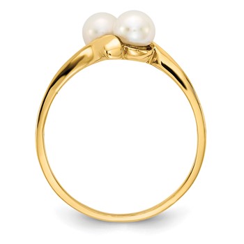 14K 4-5mm White Button Freshwater Cultured 2-Pearl Bypass Ring — alternate view