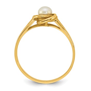 14k Polished 4-5mm White Button Freshwater Cultured Pearl Size 7 Ring — alternate view