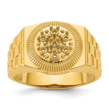 IB Goodman 14k Holds 7-2.0mm Diamonds Ridged-Sides Circular Top Mens Ring Mounting