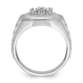 IB Goodman 14k White Gold Holds 7-2.0mm Diamonds Ridged-Sides Circular Top Mens Ring Mounting — alternate view