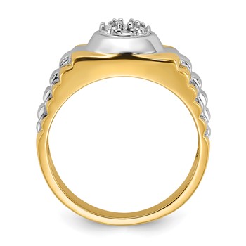 IB Goodman 14k Two-Tone Holds 1-2.4 / 6-1.8mm Diamonds Ridged-Sides Circular Mens Ring Mounting — alternate view