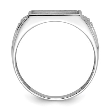 IB Goodman 14k White Gold Holds 12x10mm Rectangle Onyx and 2-1.0mm Diamonds Mens Ring Mounting — alternate view
