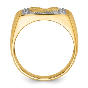 IB Goodman 14k Holds 10-1.3mm Diamonds Squared Top with Eagle in Center Mens Ring Mounting — alternate view