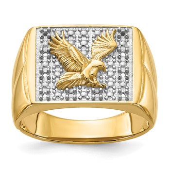 IB Goodman 14k Holds 10-1.3mm Diamonds Squared Top with Eagle in Center Mens Ring Mounting