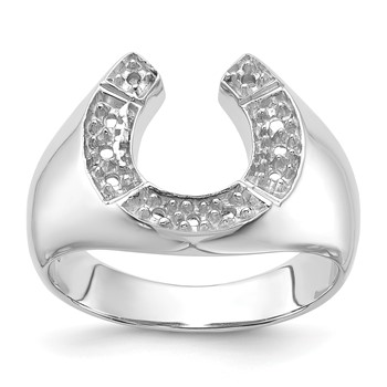 IB Goodman 14k White Gold Polished Holds 11-1.7mm Diamonds Mens Horseshoe Ring Mounting