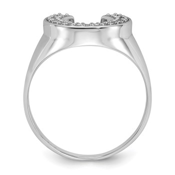 IB Goodman 14k White Gold Polished Holds 2-1.7 / 9-1.6mm Diamonds Mens Horseshoe Ring Mounting — alternate view