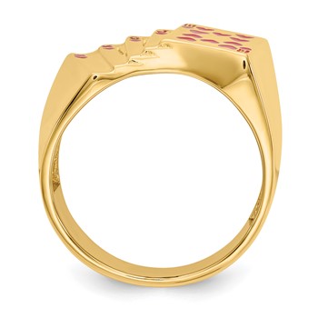 IB Goodman 14k Red Enameled Royal Flush in Hearts Mens Ring — alternate view