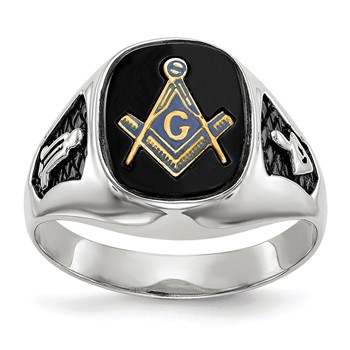 IB Goodman 14k White Gold Mens Polished and Textured Masonic Ring Mounting