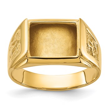 IB Goodman 14k Mens Polished and Textured Masonic Ring Mounting