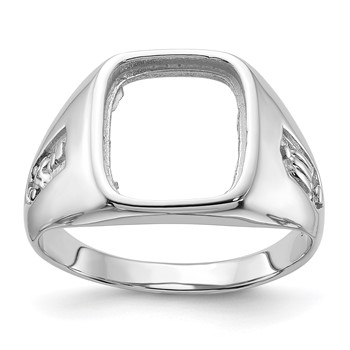 IB Goodman 14k White Gold Mens Polished and Grooved Masonic Ring Mounting