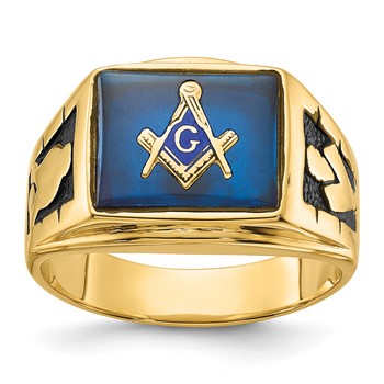 IB Goodman 14k Mens Polished and Textured Masonic Ring Mounting