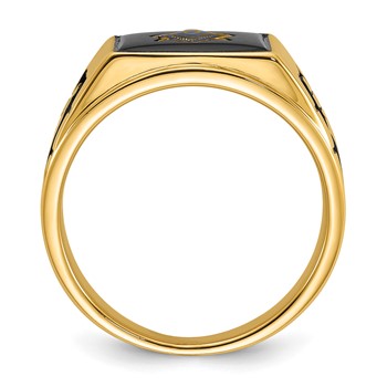 IB Goodman 14k Mens Polished and Textured with Black Enamel and Onyx Masonic Ring — alternate view