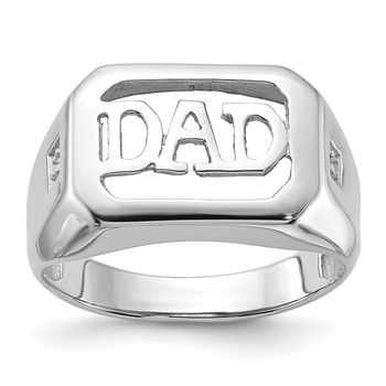 IB Goodman 14k White Gold Holds Rectangle Onyx and 2-1.2mm Diamonds Mens DAD Ring Mounting